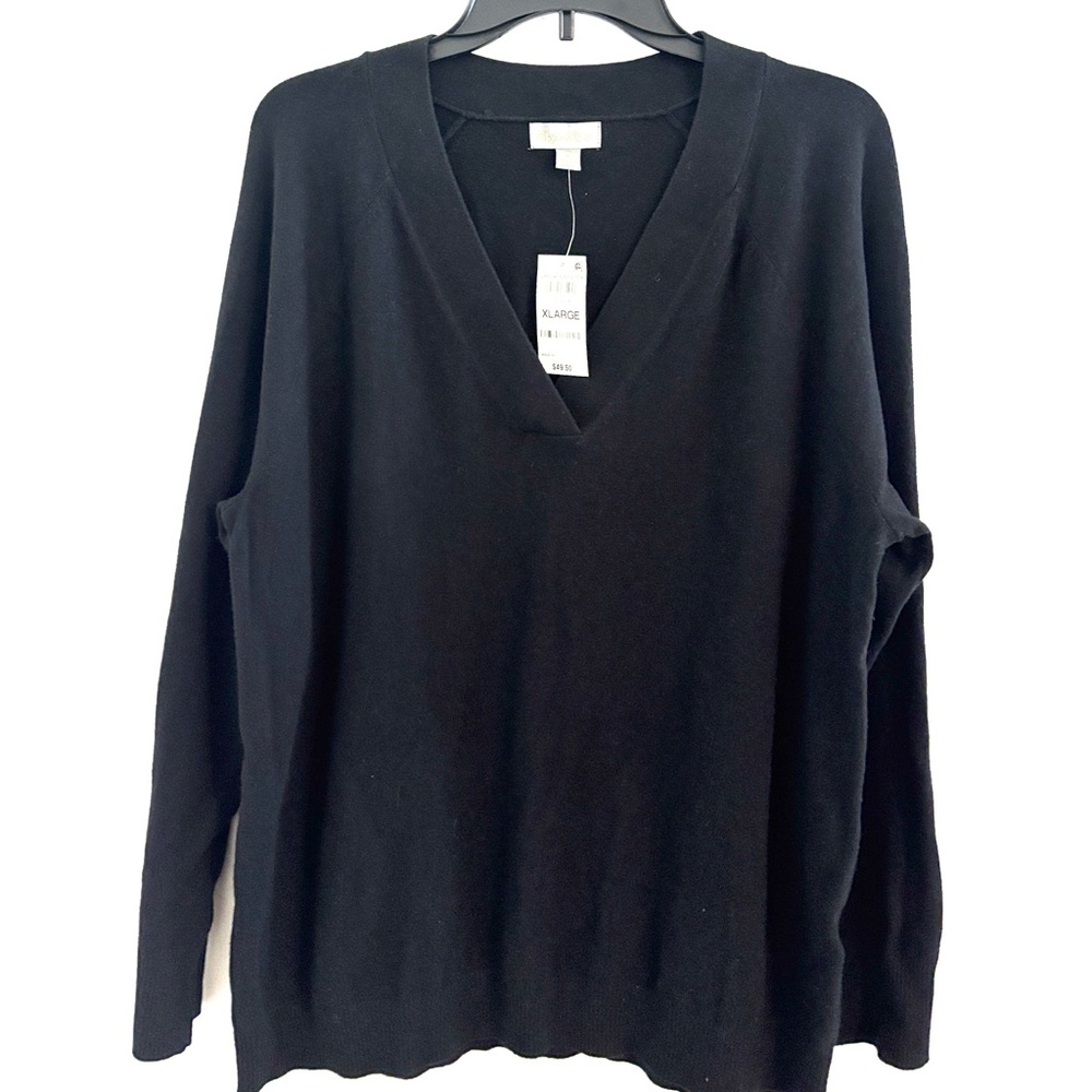 NWT Style &‎ Co. Size XL Soft Comfy V-Neck Sweater in Black